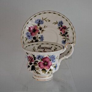 Royal Albert August Poppy Flower of the Month Teacup & Saucer Set Bone China